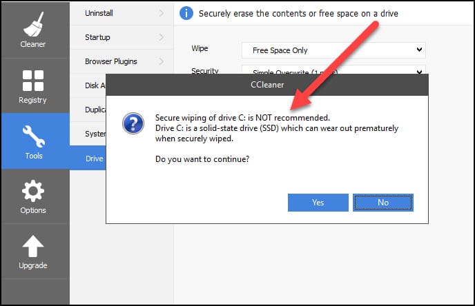 SSD wipe warning
