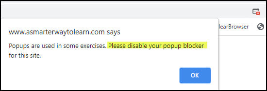 Chrome blocked pop-up warning dialog.