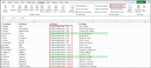 Excel column showing formulas and column with pasted values.