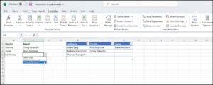 Excel worksheet with dependent dropdown list.