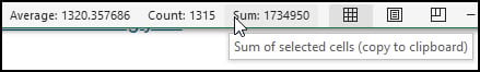 Copy values from Status bar to clipboard.