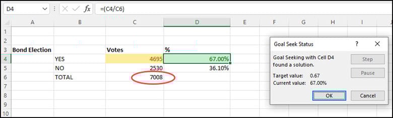 Better results when formula removed from TOTAL cell.