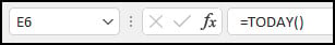 Excel today function.