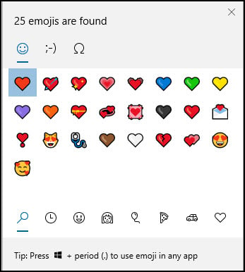 Heart emojis from search.