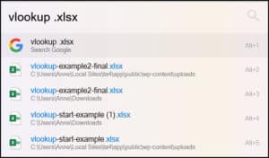 Flow Launcher search example.