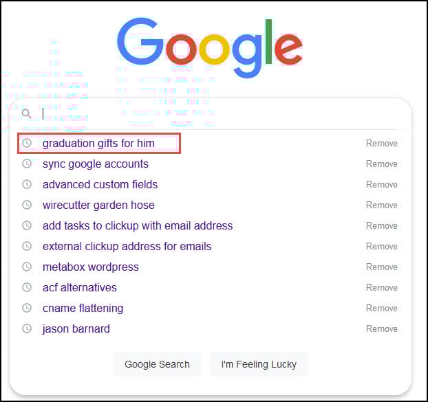 Google search queries carried over.