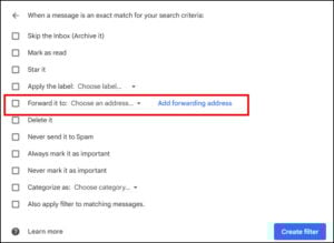 Gmail option to forward email.
