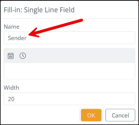 Naming single-line field to Sender