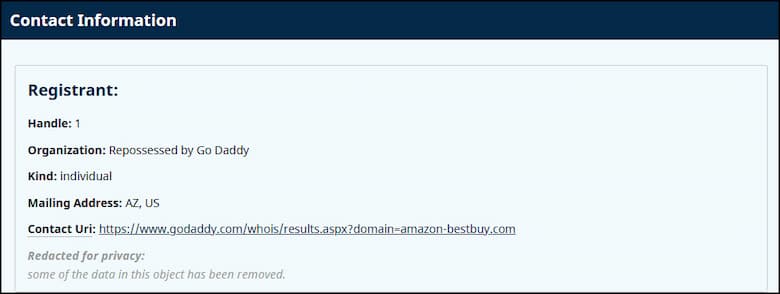 ICANN Lookup database.