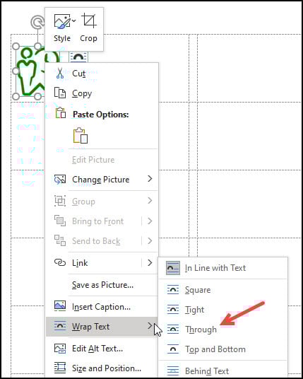 Wrap text menu options.