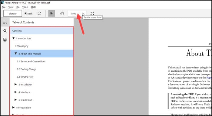 resizing PDF in Kindle by percentage.