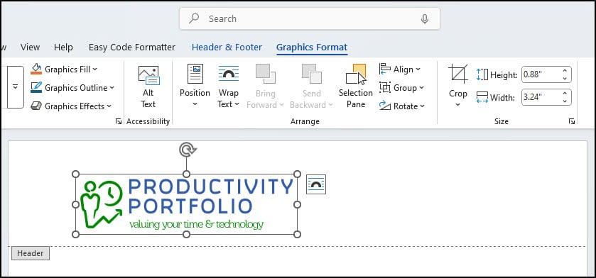 Inserted logo left-aligned.