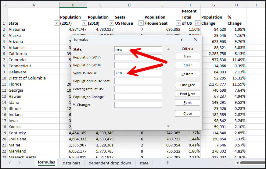 Searching multiple data form fields.