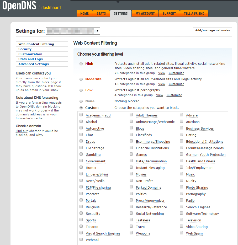 Site categories. OPENDNS. OPENDNS поставщик. OPENDNS IP address. Website category Filter Page.