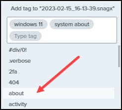 Orphan tag in list.