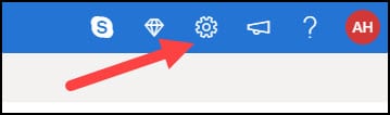 Outlook.com gear settings icon.