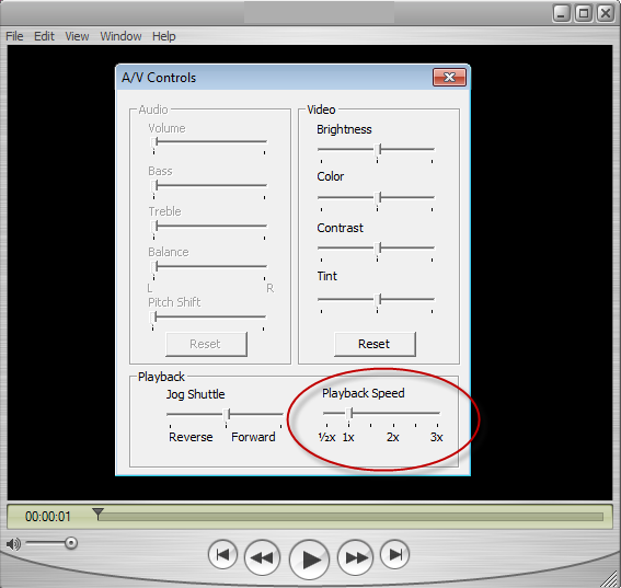 QuickTime video speed controls