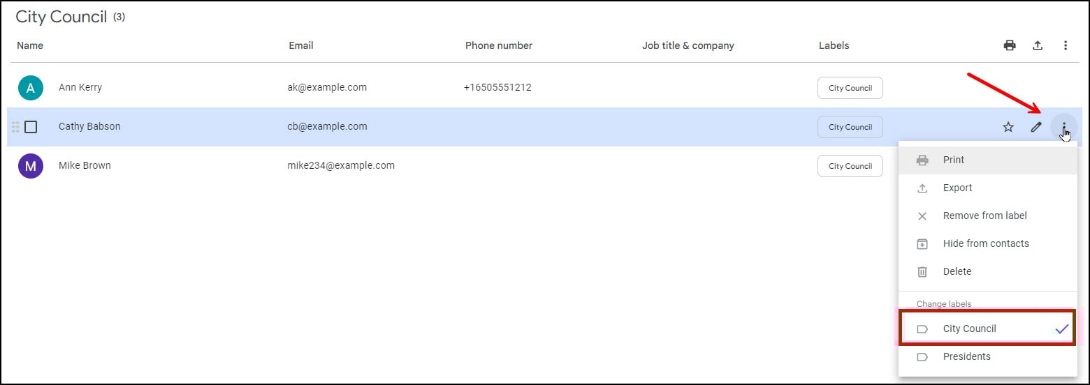 Removing Google Contact label.