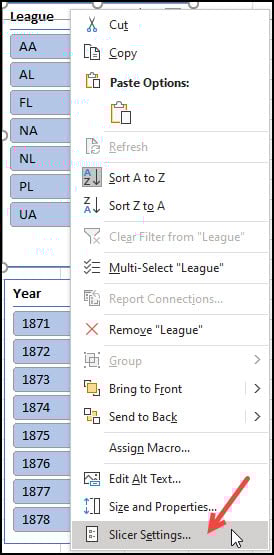 Drop-down menu with Slicer settings selected.