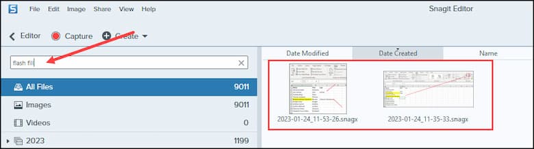 Searching SnagIt with tag.