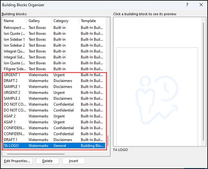 Building Blocks Organizer with highlighted watermark.