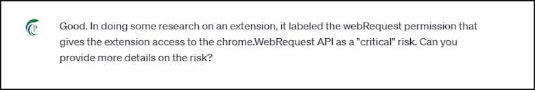 Follow up prompt about webRequest permission.