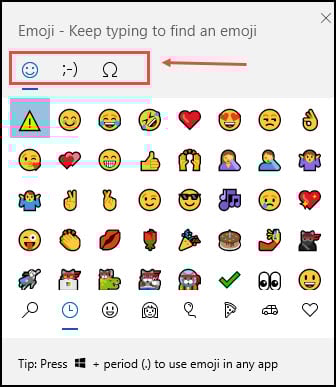 Windows Symbol tool on Emoji section.