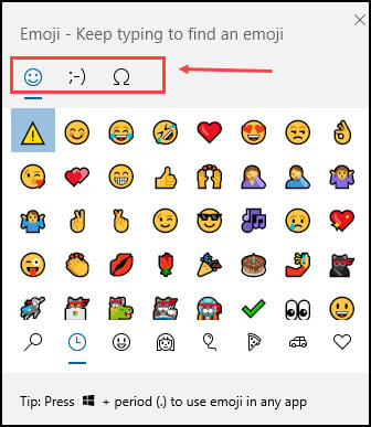 Windows Symbol tool on Emoji section.