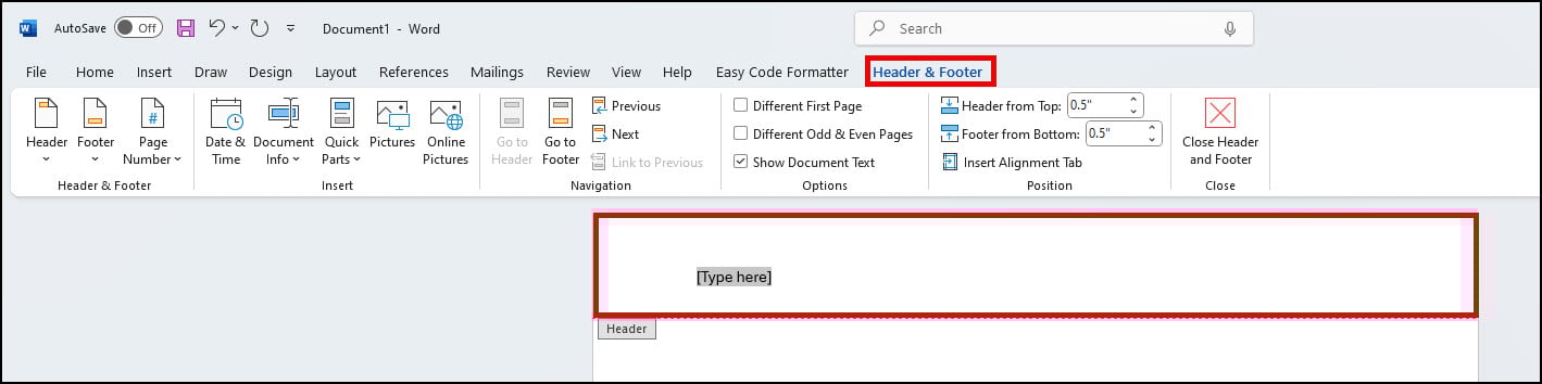 Header area outlined on letter.